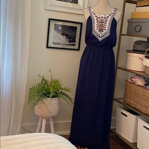 THML Anthropologie Boho Navy Maxi Dress Size M